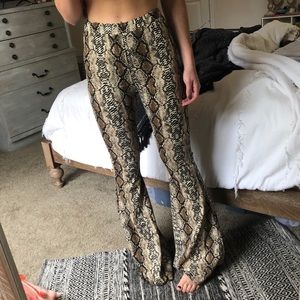 Snake skin printed flare pants
